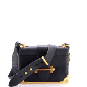 Prada Small Cahier Crossbody Bag Leather and Saffiano Leather